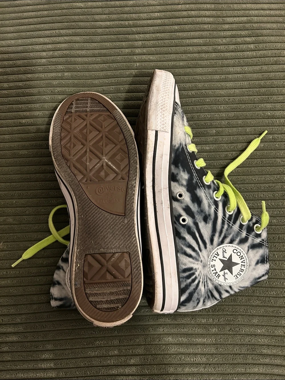 Converse Tie-Dye High Top Sneakers with Neon Yellow Laces